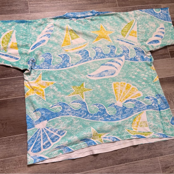 Vintage Beach Seashells AOP T Shirt Single Stitch - Picture 3 of 7